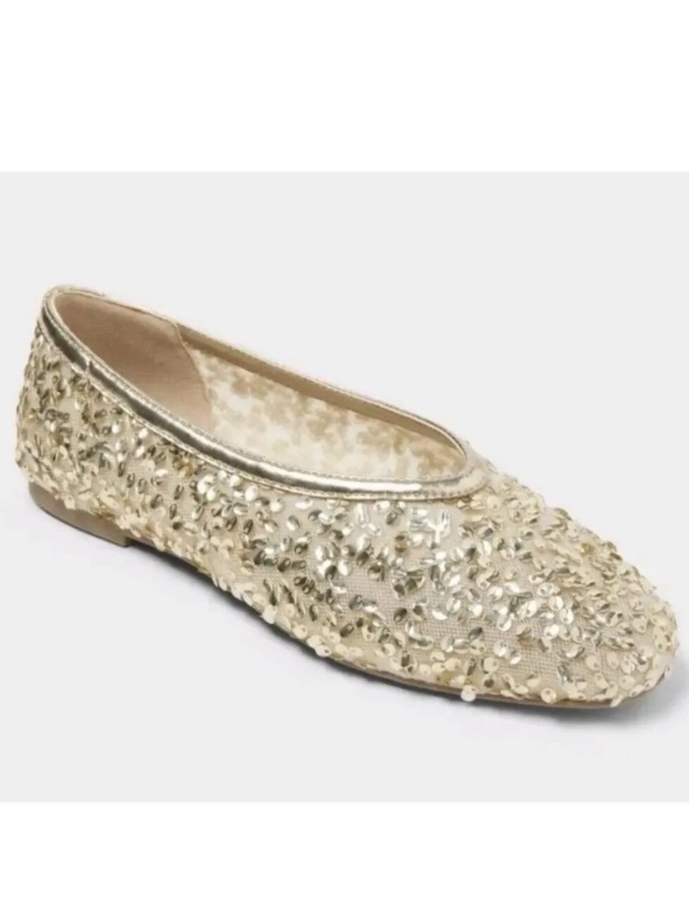 NWT A New Day gold sequin ballet flats memory foam. Christmas! Sammie size 6 - Picture 2 of 5